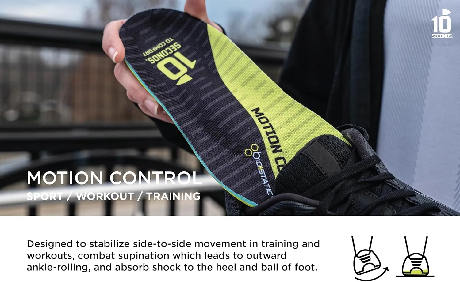 10 Seconds 3210 Motion Control Shoe Insoles, M 13