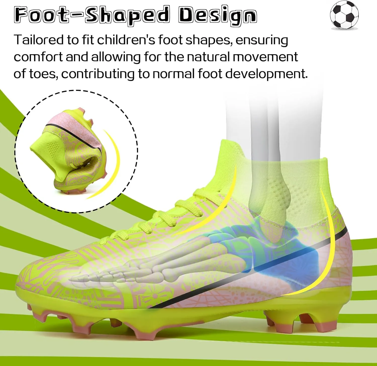 ASoftLand Boys Girls Soccer Cleats Lace Up Cleats(Little Kid/Big Kid) AG/FG