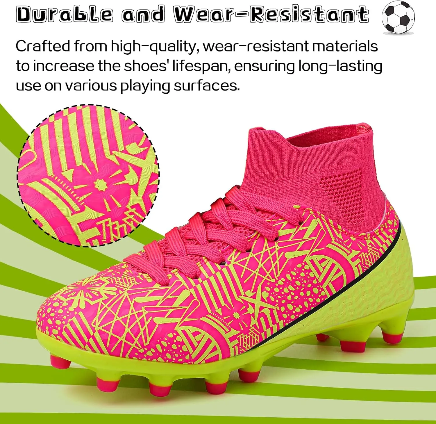 ASoftLand Boys Girls Soccer Cleats Lace Up Cleats(Little Kid/Big Kid) AG/FG