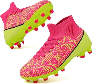 ASoftLand Boys Girls Soccer Cleats Lace Up Cleats(Little Kid/Big Kid) AG/FG