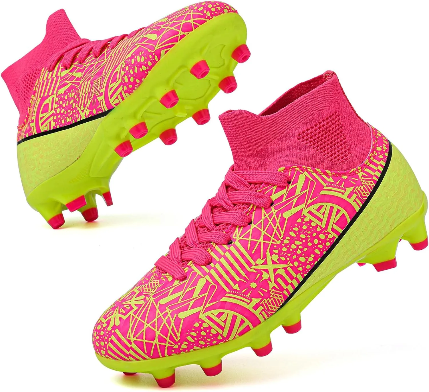 ASoftLand Boys Girls Soccer Cleats Lace Up Cleats(Little Kid/Big Kid) AG/FG