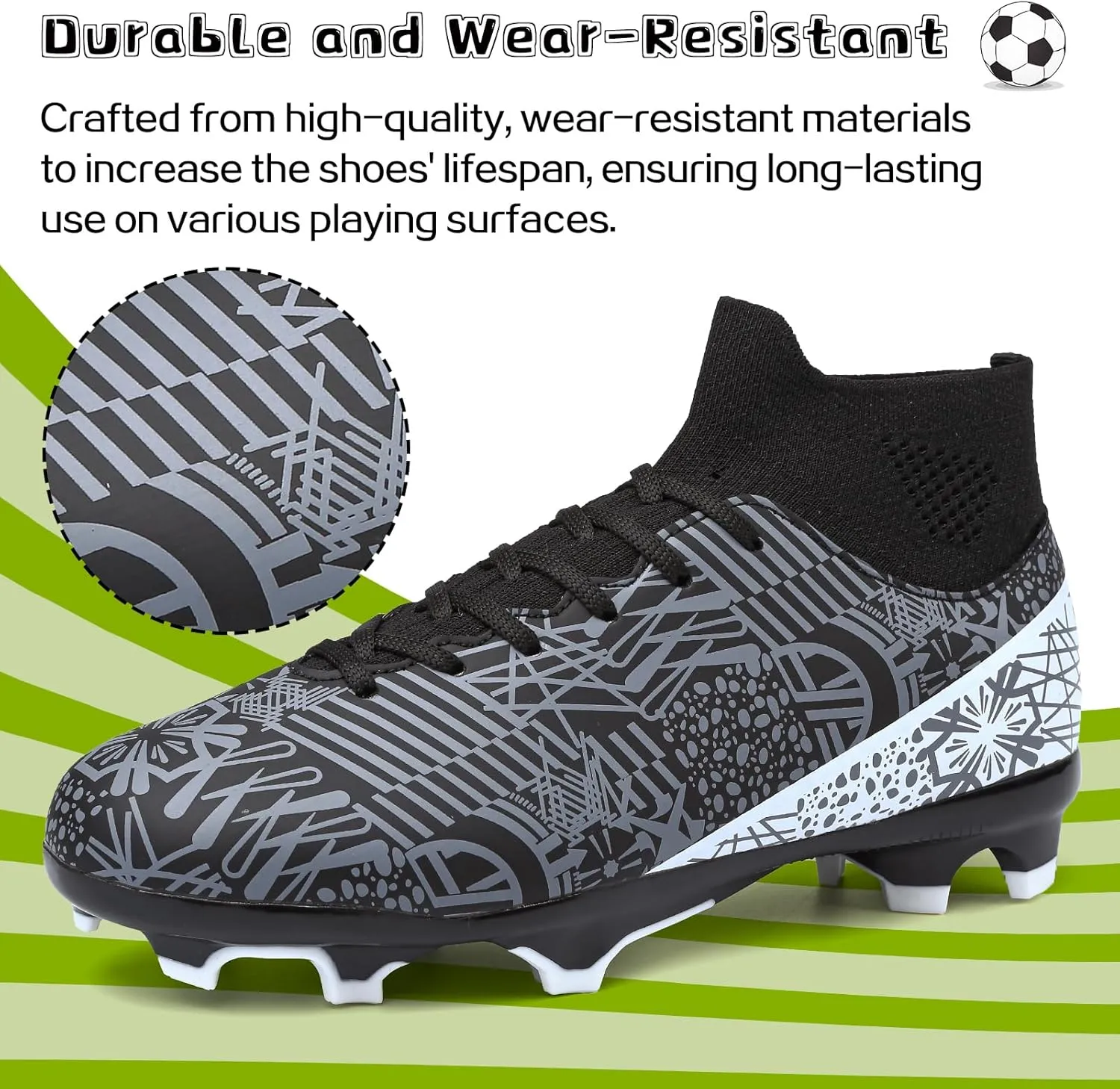 ASoftLand Boys Girls Soccer Cleats Lace Up Cleats(Little Kid/Big Kid) AG/FG