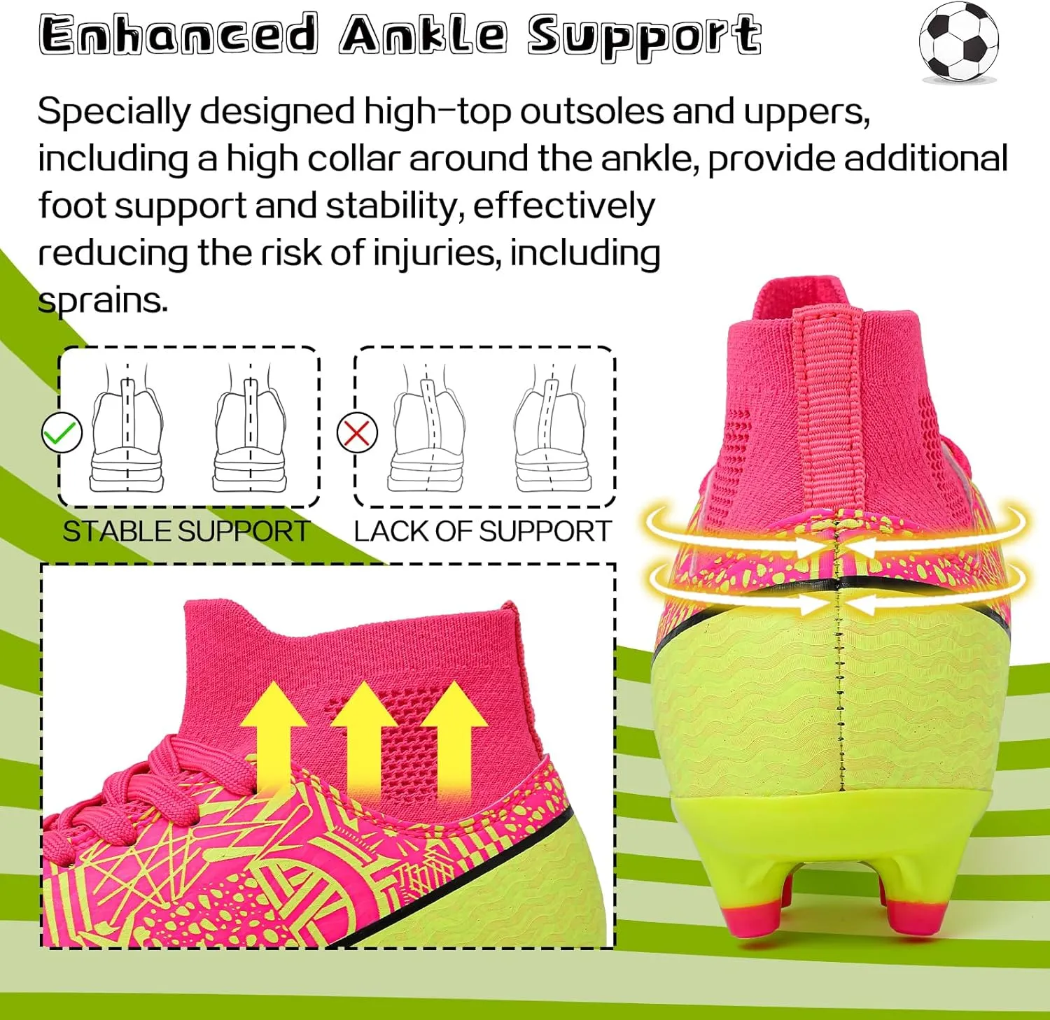 ASoftLand Boys Girls Soccer Cleats Lace Up Cleats(Little Kid/Big Kid) AG/FG