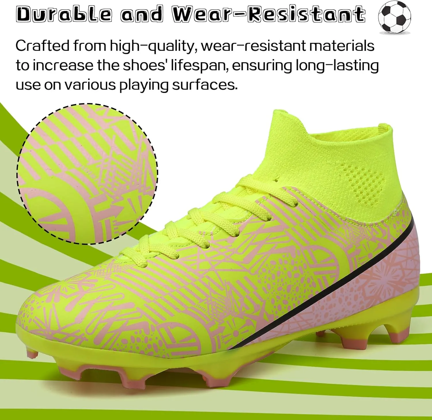 ASoftLand Boys Girls Soccer Cleats Lace Up Cleats(Little Kid/Big Kid) AG/FG