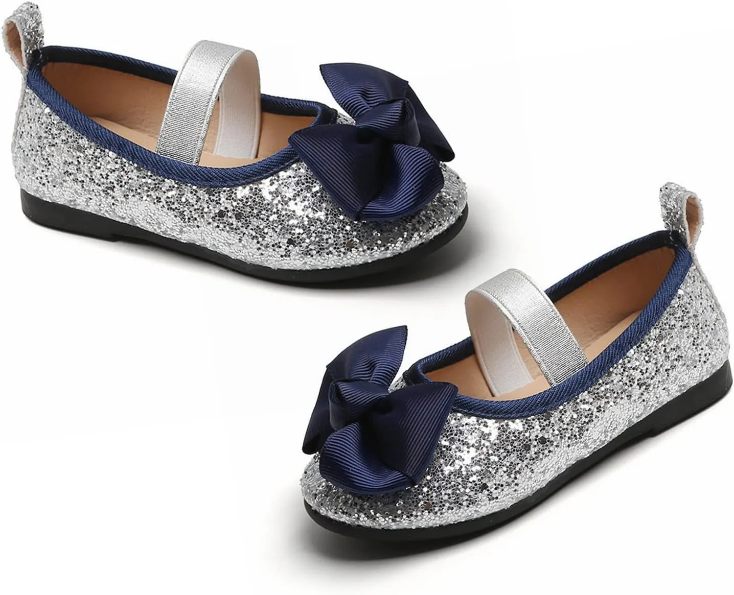 Baby Princess Shoes Kids Sparkling Bowkont Shoes with Sequins Children Butterfly Dance Shoes with Adjustic Hook for Party