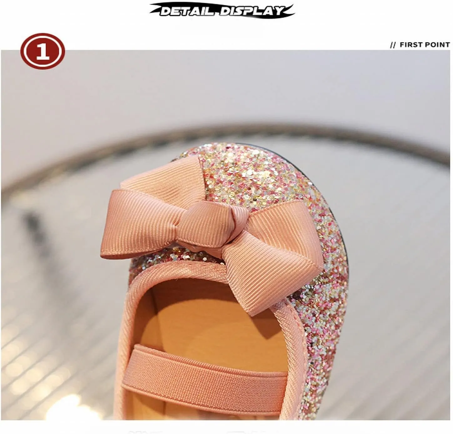 Baby Princess Shoes Kids Sparkling Bowkont Shoes with Sequins Children Butterfly Dance Shoes with Adjustic Hook for Party