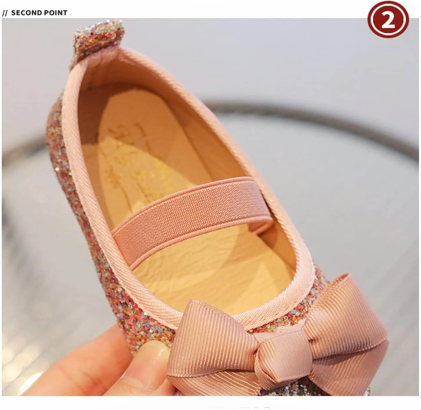 Baby Princess Shoes Kids Sparkling Bowkont Shoes with Sequins Children Butterfly Dance Shoes with Adjustic Hook for Party