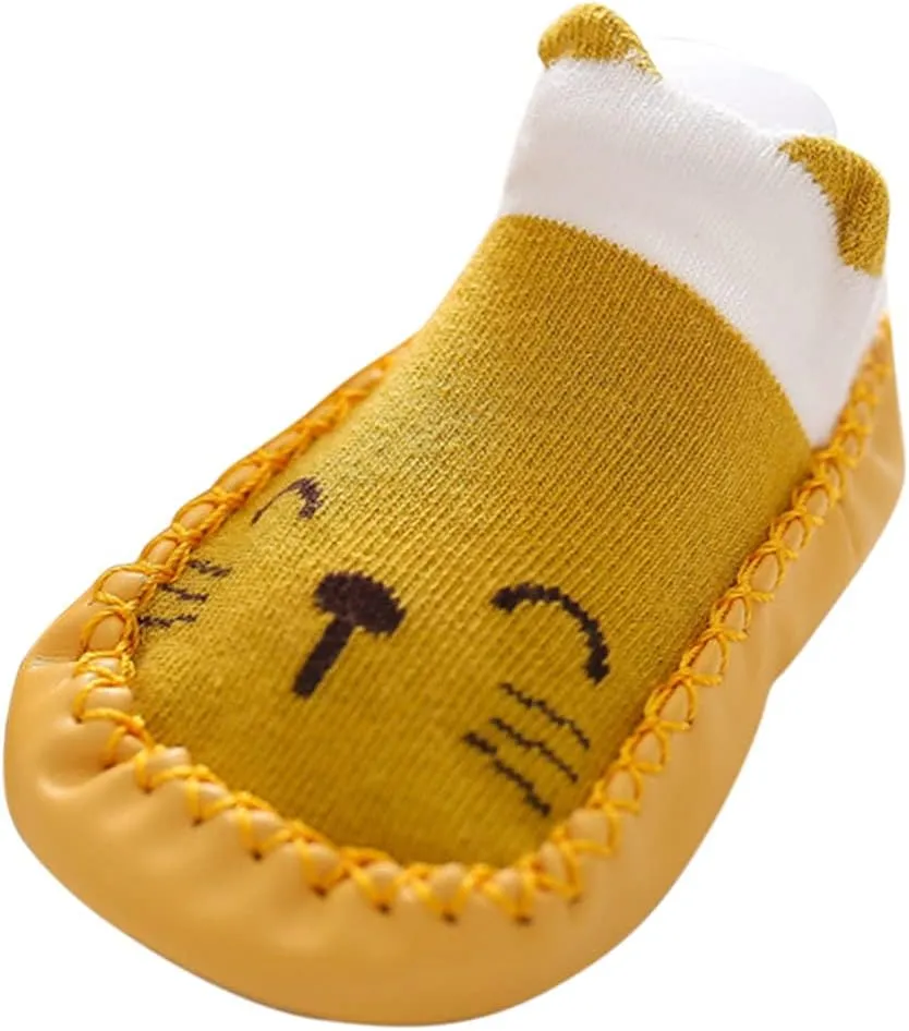 Baby Sock Shoes,Boys Girls Cartoon Shoes First Walking Shoes Non-Slip Socks Kids Floor Shoes White Shoes B