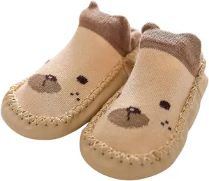 Baby Sock Shoes,Boys Girls Cartoon Shoes First Walking Shoes Non-Slip Socks Kids Floor Shoes White Shoes B