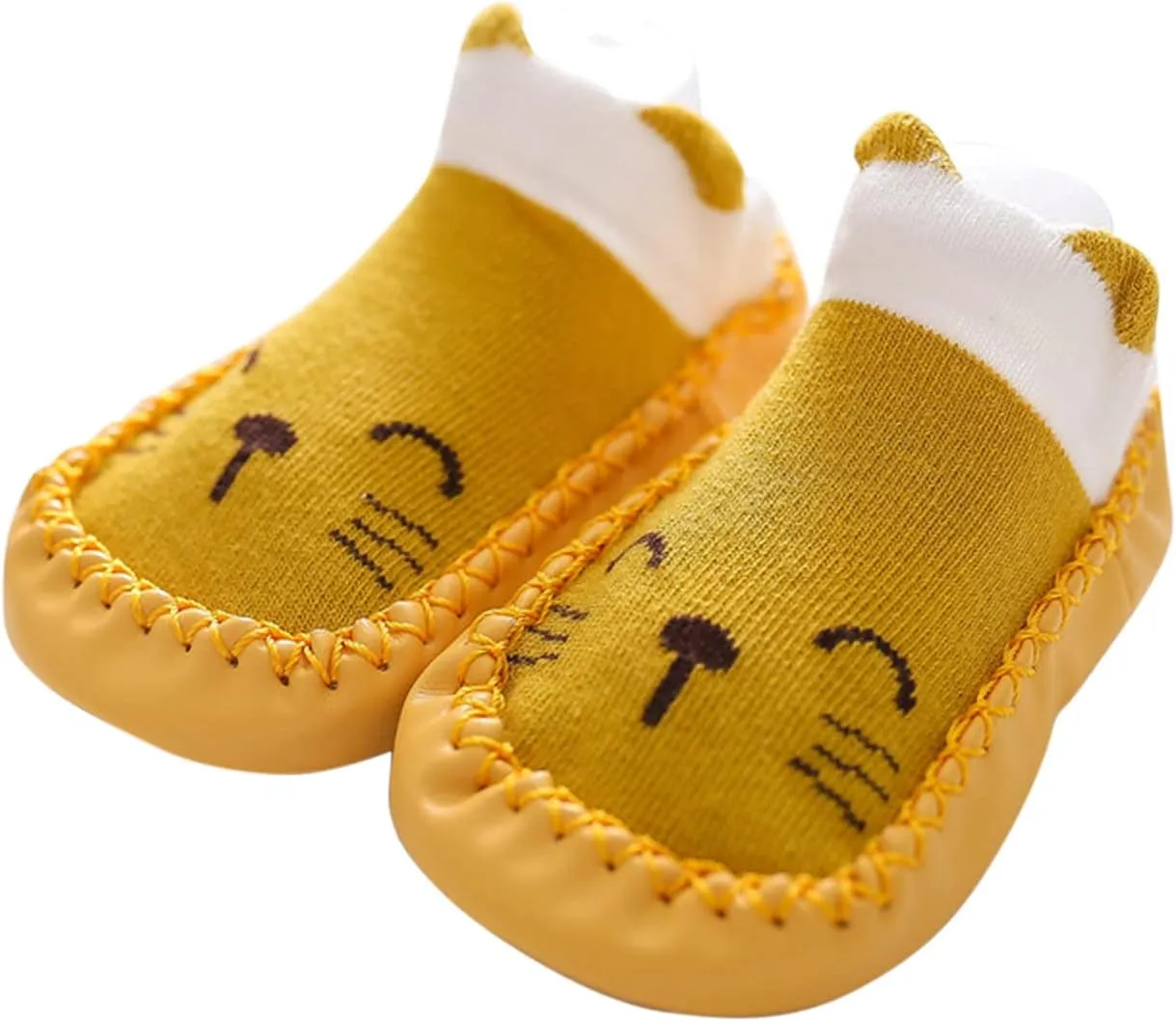 Baby Sock Shoes,Boys Girls Cartoon Shoes First Walking Shoes Non-Slip Socks Kids Floor Shoes White Shoes B