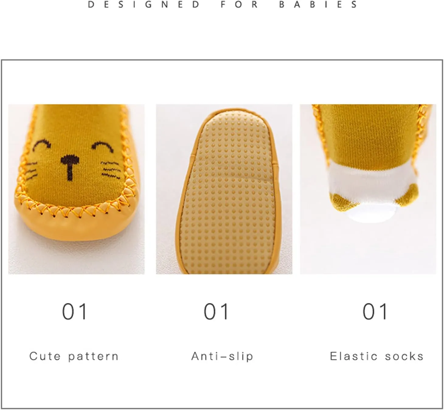 Baby Sock Shoes,Boys Girls Cartoon Shoes First Walking Shoes Non-Slip Socks Kids Floor Shoes White Shoes B