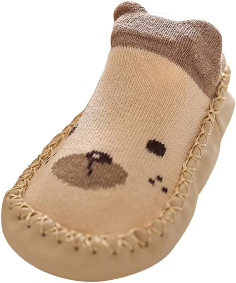 Baby Sock Shoes,Boys Girls Cartoon Shoes First Walking Shoes Non-Slip Socks Kids Floor Shoes White Shoes B