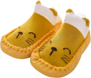 Baby Sock Shoes,Boys Girls Cartoon Shoes First Walking Shoes Non-Slip Socks Kids Floor Shoes White Shoes B