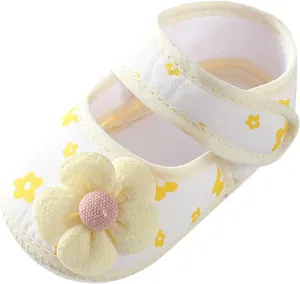 Baby Walking Shoes, 0-12 Months Newborn Baby Girls Soft First Walking Shoes Summer Cute Flowers Flat Sandals Slipper
