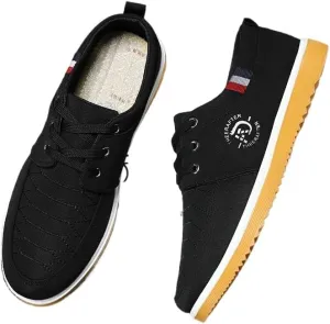 Big Size Comfy Vintage Canvas Walkers: Men's Breathable Solid-Color Canvas Shoes with Non-Slip Soft Soles