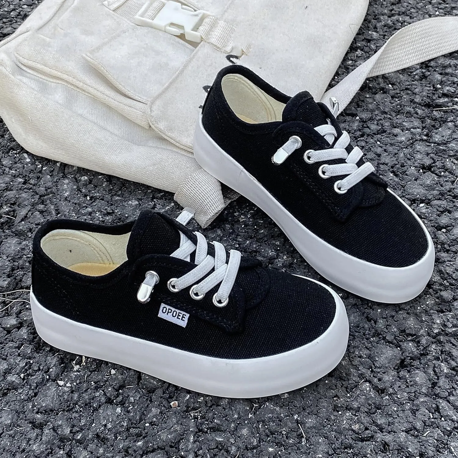 Boys and Girls, Low Cut Children's Canvas Shoes, Wide Fitting Lazy Skateboard Shoes