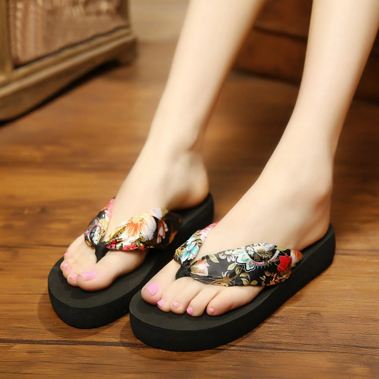 BPC Cloth Strap Flip Flops Sandals for Women with Arch Support, Ladies Yoga Sandals on Outdoor for Summer