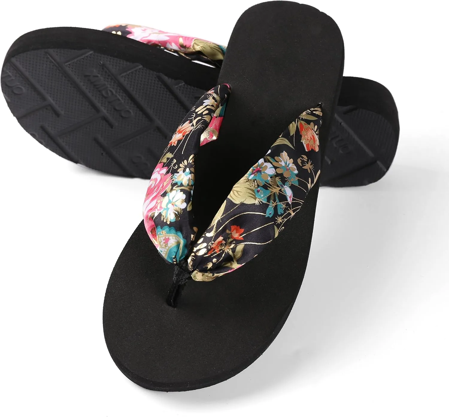 BPC Cloth Strap Flip Flops Sandals for Women with Arch Support, Ladies Yoga Sandals on Outdoor for Summer