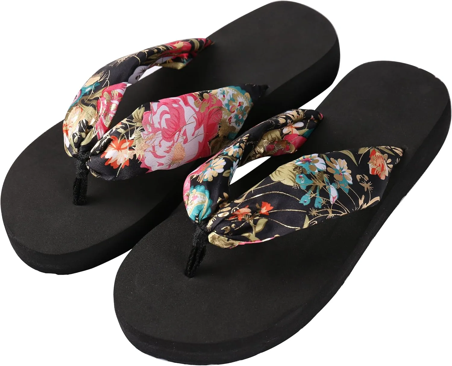 BPC Cloth Strap Flip Flops Sandals for Women with Arch Support, Ladies Yoga Sandals on Outdoor for Summer