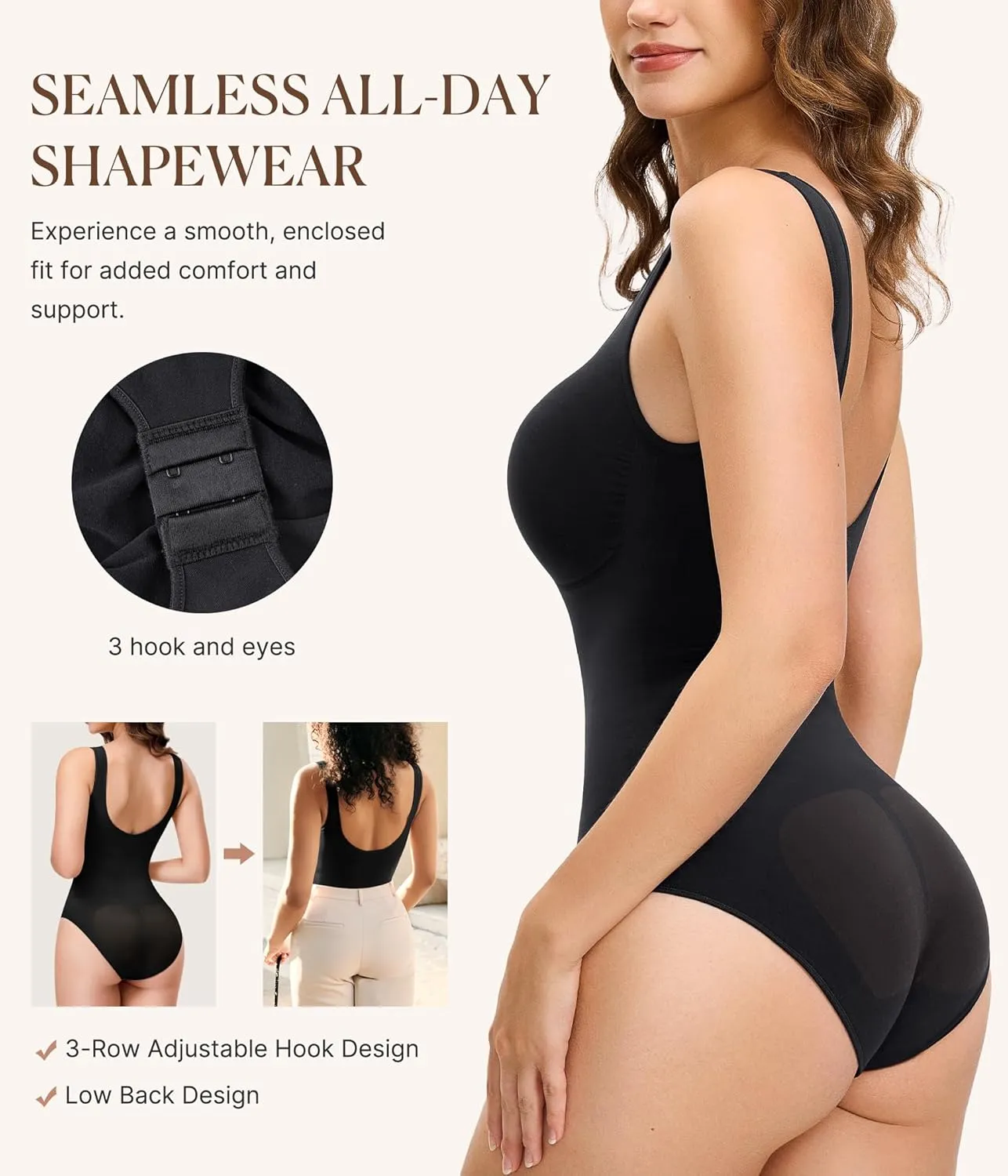 BRABIC Backless Shapewear Bodysuits for Women Tummy Control Shapewear Seamless Faja Body Shaper Suit Waist Trainer