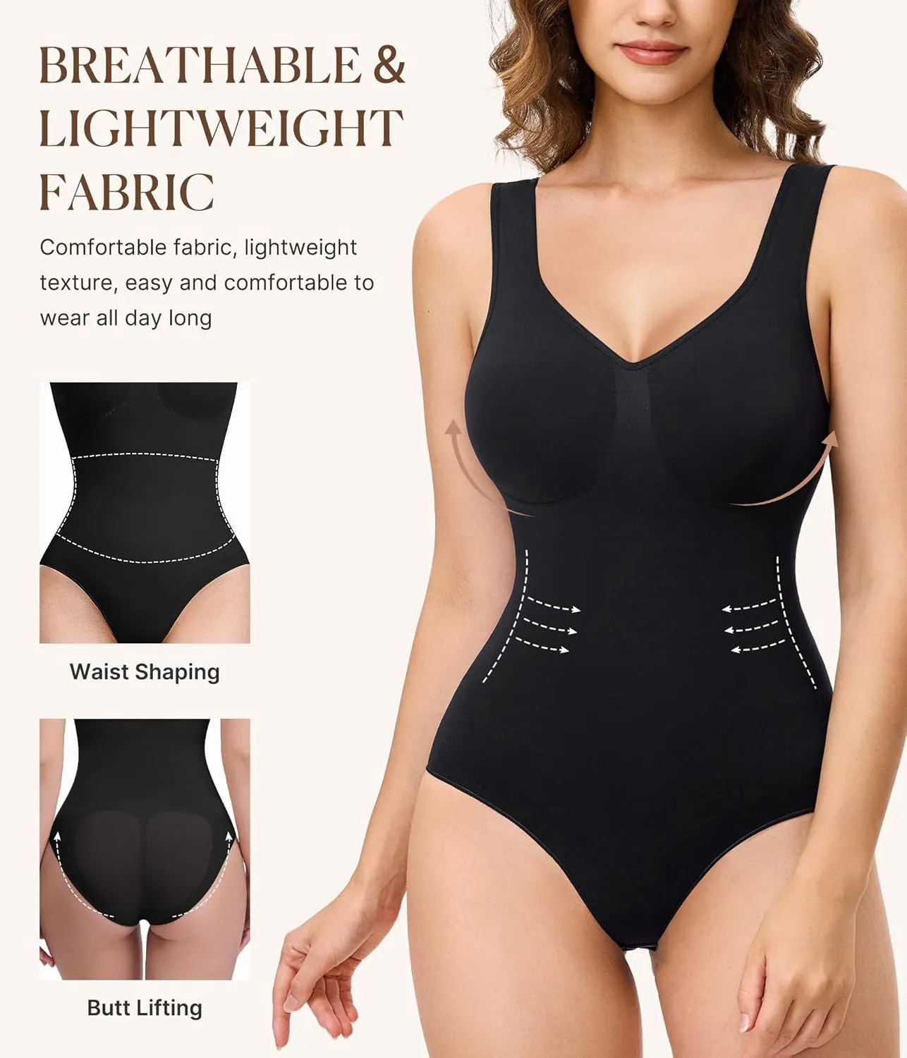 BRABIC Backless Shapewear Bodysuits for Women Tummy Control Shapewear Seamless Faja Body Shaper Suit Waist Trainer