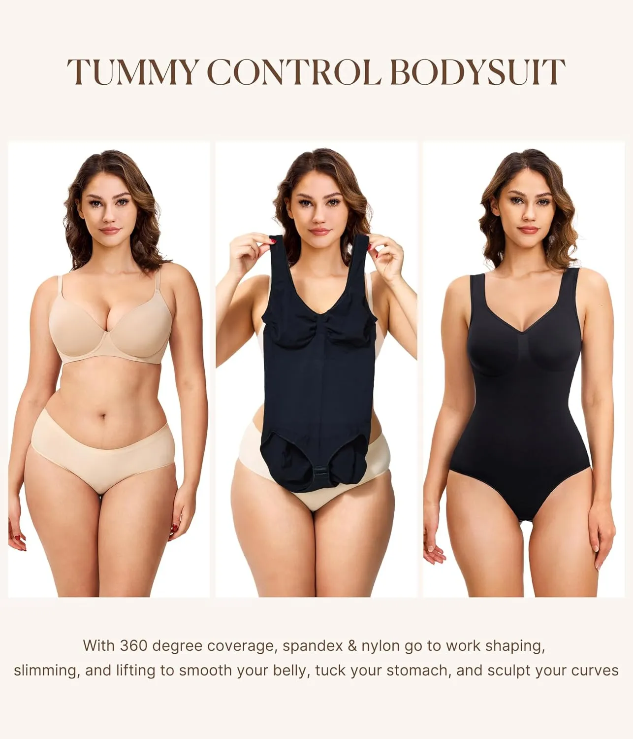 BRABIC Backless Shapewear Bodysuits for Women Tummy Control Shapewear Seamless Faja Body Shaper Suit Waist Trainer