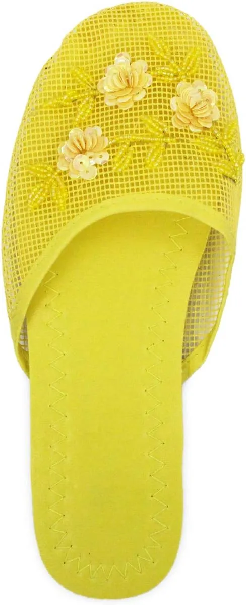Cammie Women's Floral Beaded Mesh Chinese Slippers
