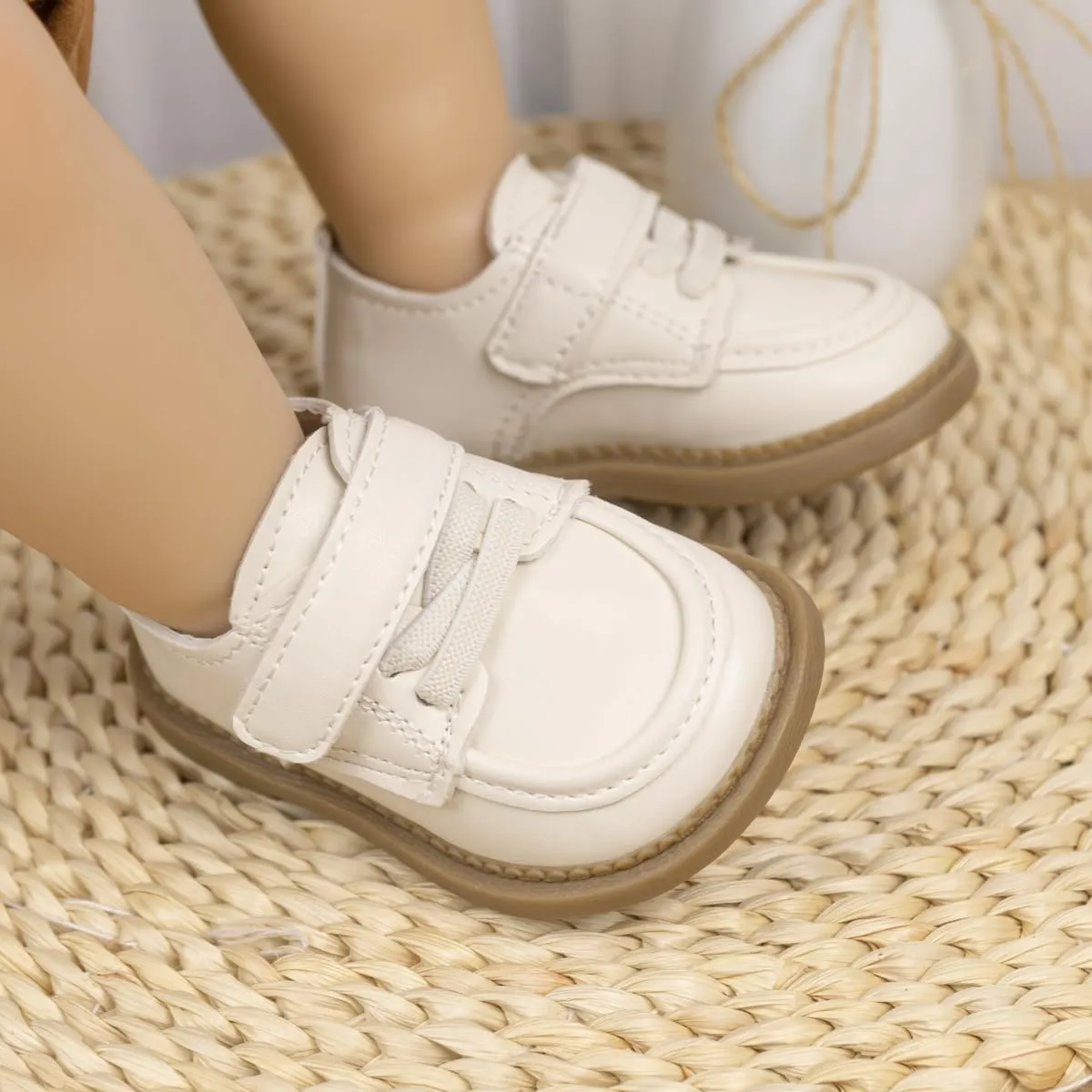 Casazoe Infant Baby Boys Girls Oxford Shoes PU Leather Wedding Loafers Brogue Toddler Baptism Dress Shoes First Steps Walking Flat Lazy Crib Shoe