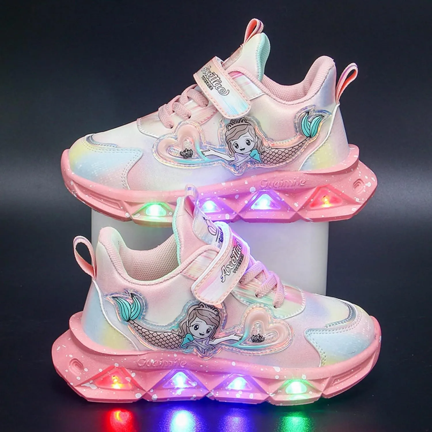 Children Sports Shoes With Lights Breathable Princess Lightweight Casual Lighting Kids Up Rain Boots for Toddler