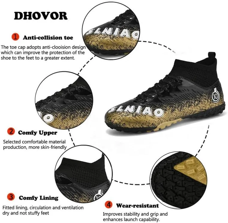 DHOVOR Men's Women's Soccer Cleats Youth Football Cleats Unisex Adult Athletics Football Trainers Football Shoes Teenagers Soccer Shoes