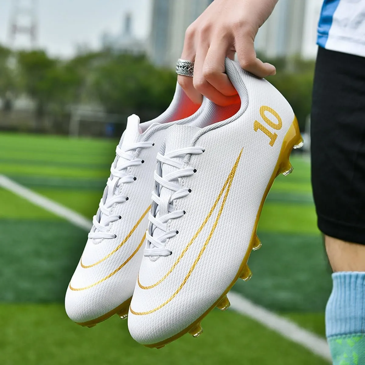 DHOVOR Soccer Cleats Men's Football Shoes Youth Lightweight Football Cleats Anti Slip Athletics Football Trainers Indoor Outdoor Soccer Shoes Men