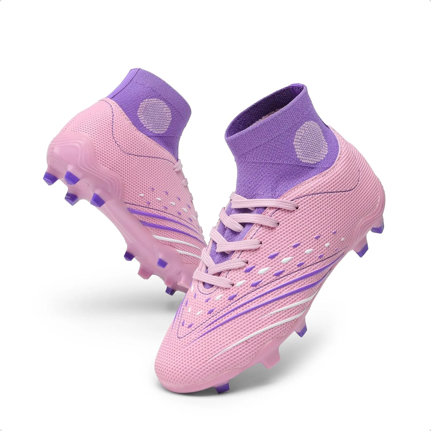 DREAM PAIRS Boys Girls Football Cleats Youth Firm Groud Outdoor Trainning Athletic Sport High Top Soccer Shoes for Little/Big Kid