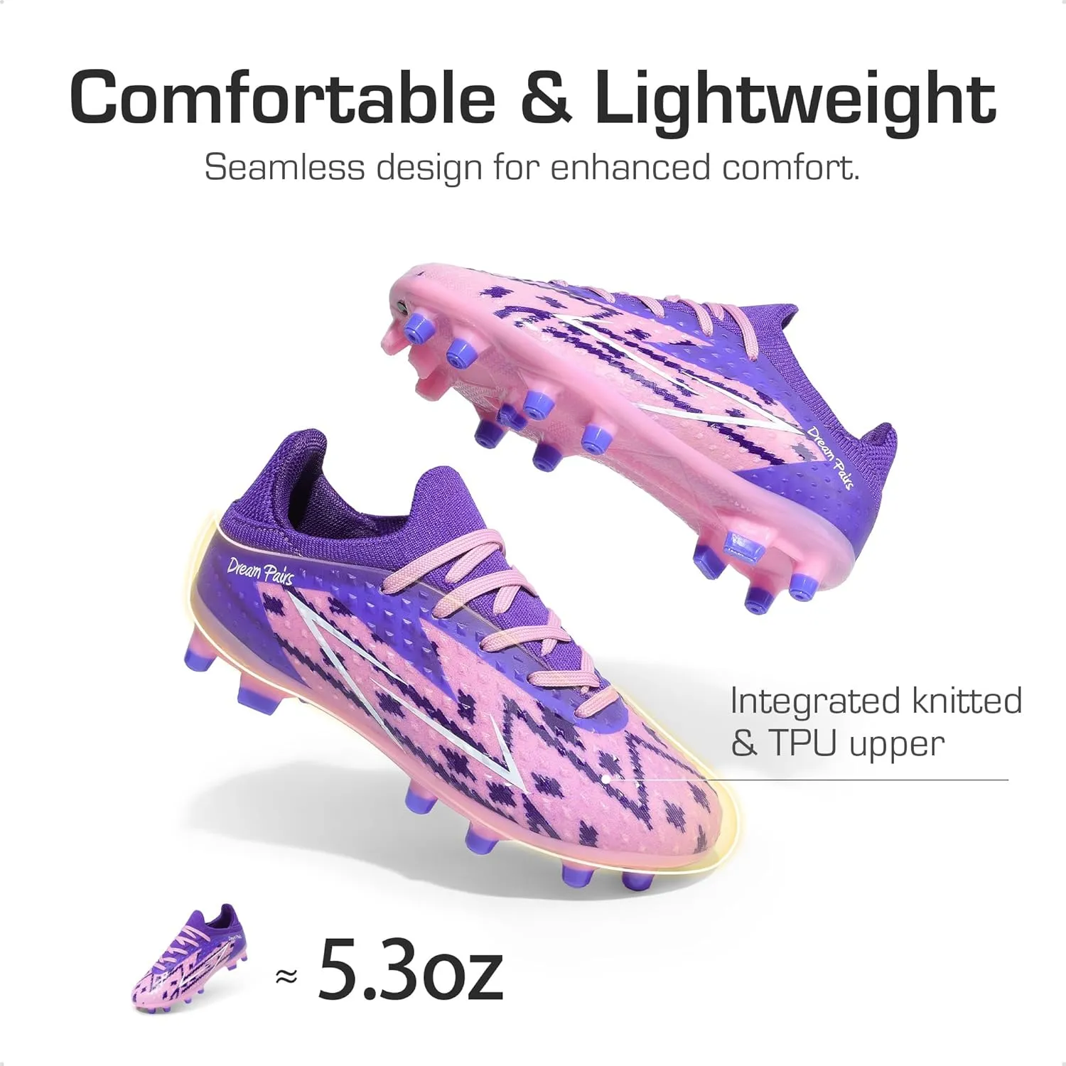 DREAM PAIRS Boys Girls Soccer Cleats Youth Firm Groud Football Shoes for Little/Big Kid