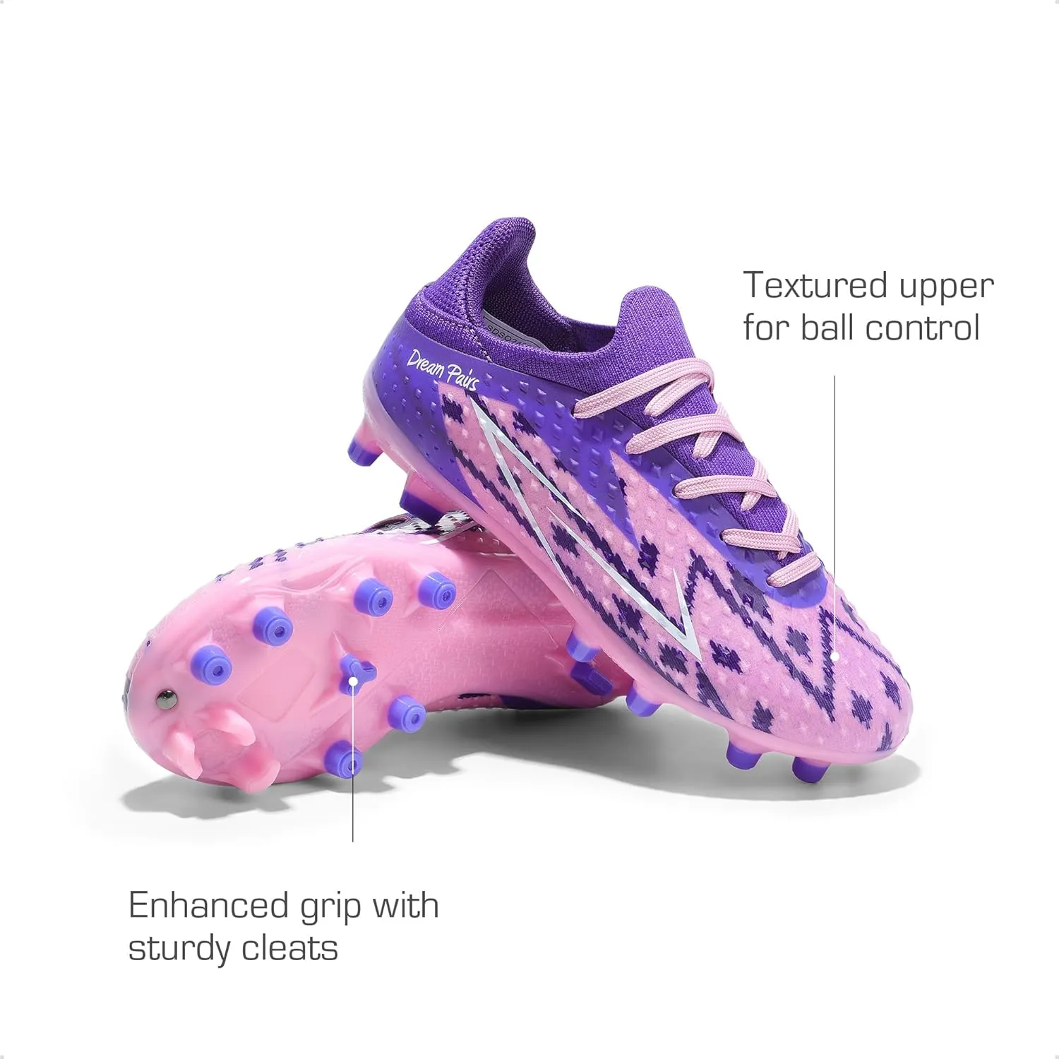 DREAM PAIRS Boys Girls Soccer Cleats Youth Firm Groud Football Shoes for Little/Big Kid