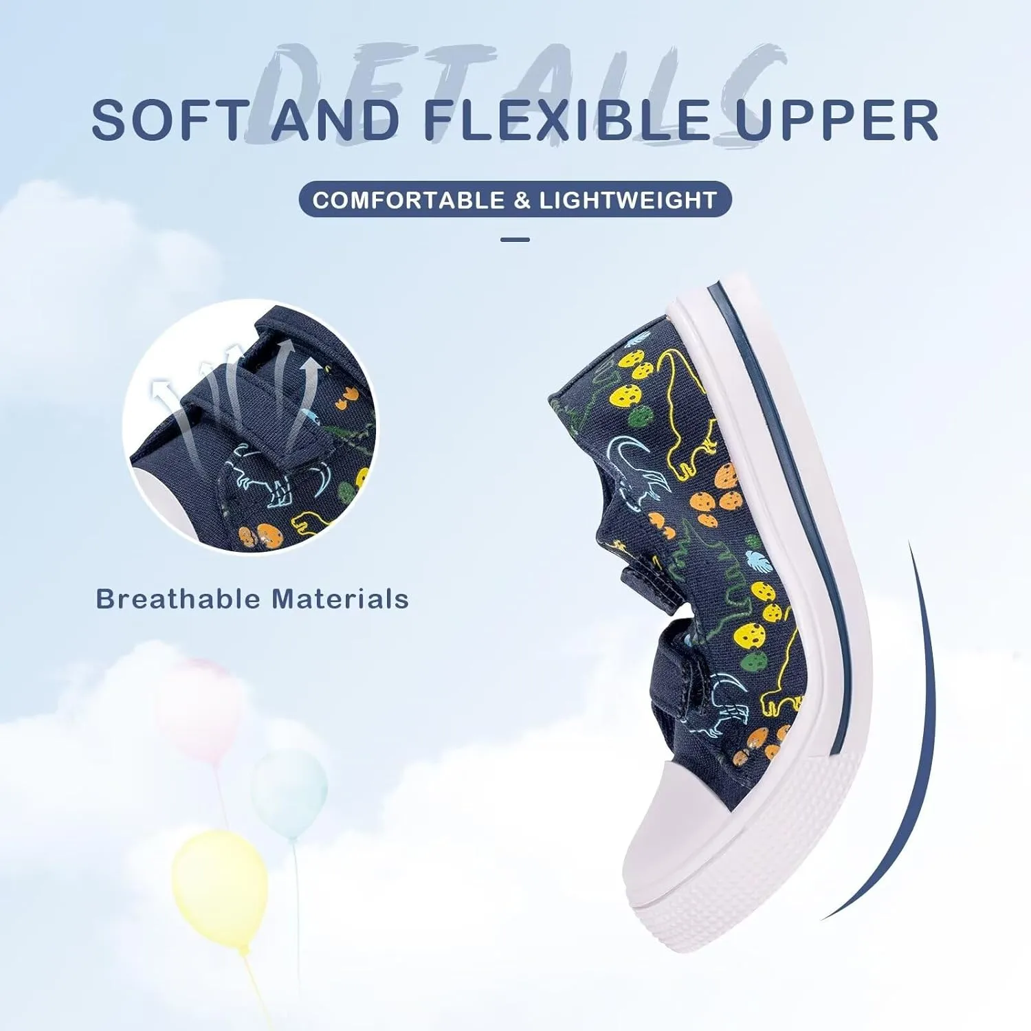 EUXTERPA Kids Toddler Sneakers Boys Girls Canvas Shoes Walking Sneaker with Easy Fasten Strap