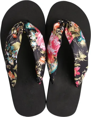 Floral Designed Heal Flip Flops with Coushioned Insole; Comfortable for Daily Wear; Soft Thong Strap Sandals for Beach, Vacation, Party & Outdoor