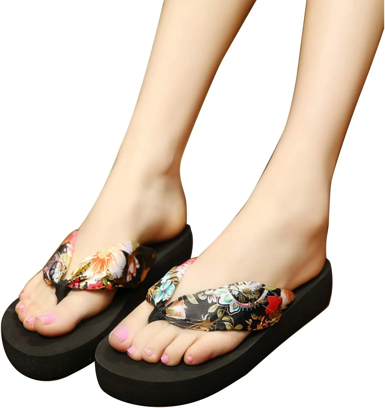 Floral Designed Heal Flip Flops with Coushioned Insole; Comfortable for Daily Wear; Soft Thong Strap Sandals for Beach, Vacation, Party & Outdoor