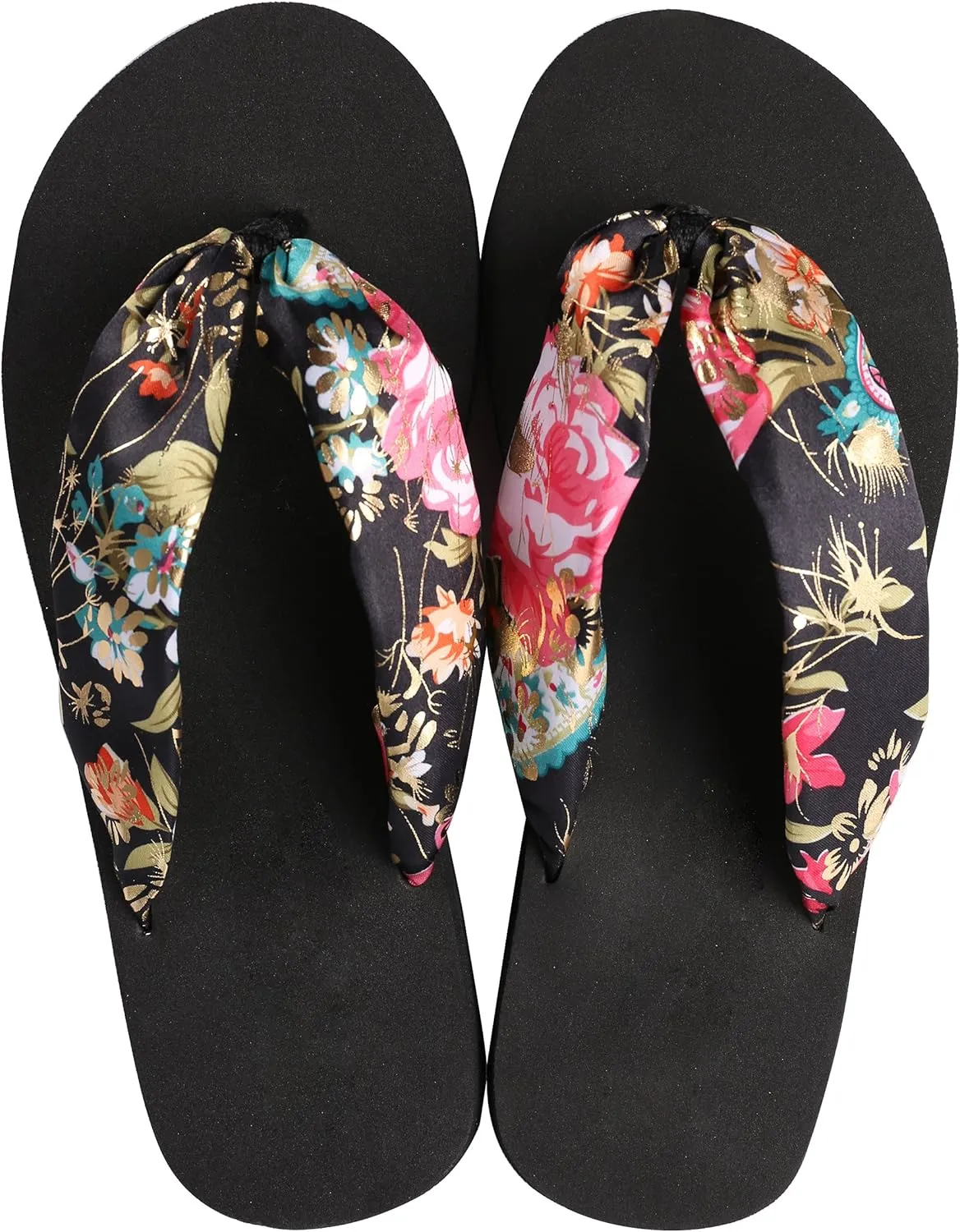 Floral Designed Heal Flip Flops with Coushioned Insole; Comfortable for Daily Wear; Soft Thong Strap Sandals for Beach, Vacation, Party & Outdoor