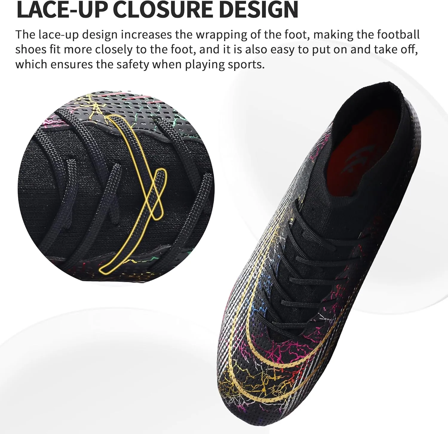 Football Cleats Men Women, Non-Slip High Top Soccer Shoes Lightweight Shock Resistant Training Boots Sneaker Breathable Professional Turf Shoes Sport Athletic Ground Football Boots Soccer Cleats