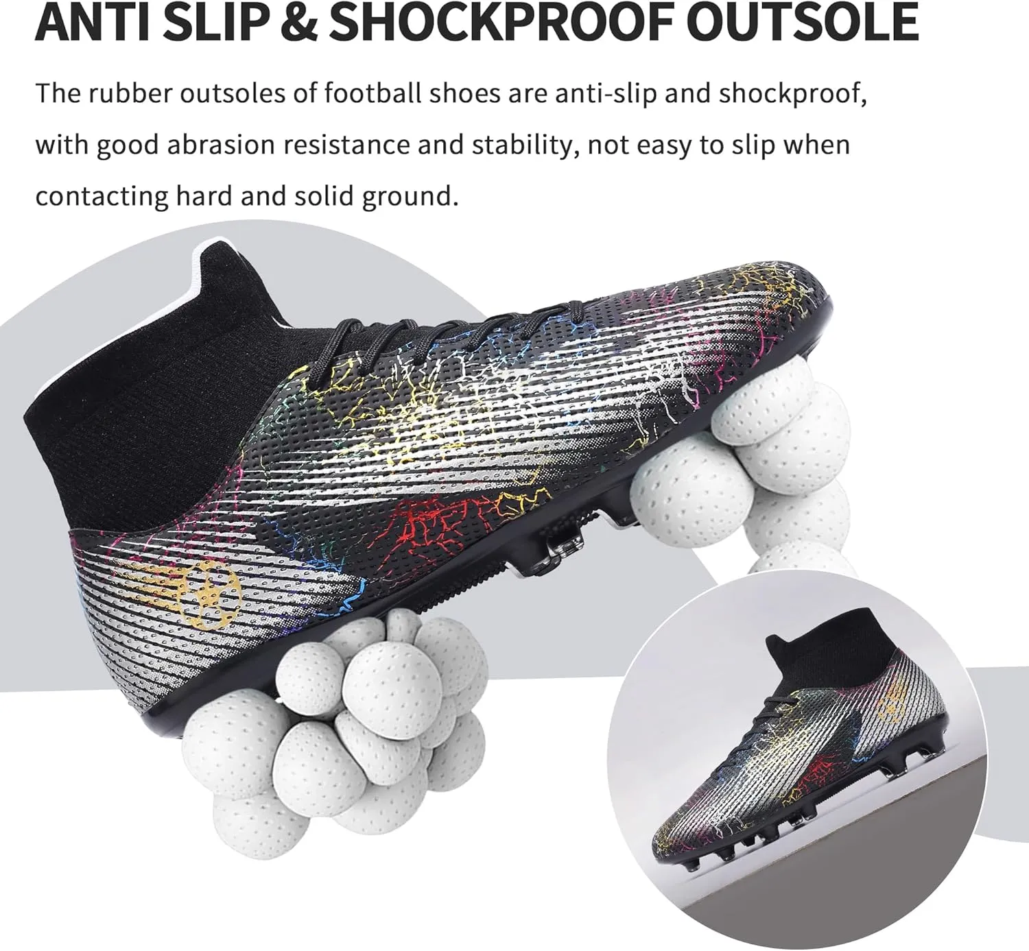 Football Cleats Men Women, Non-Slip High Top Soccer Shoes Lightweight Shock Resistant Training Boots Sneaker Breathable Professional Turf Shoes Sport Athletic Ground Football Boots Soccer Cleats