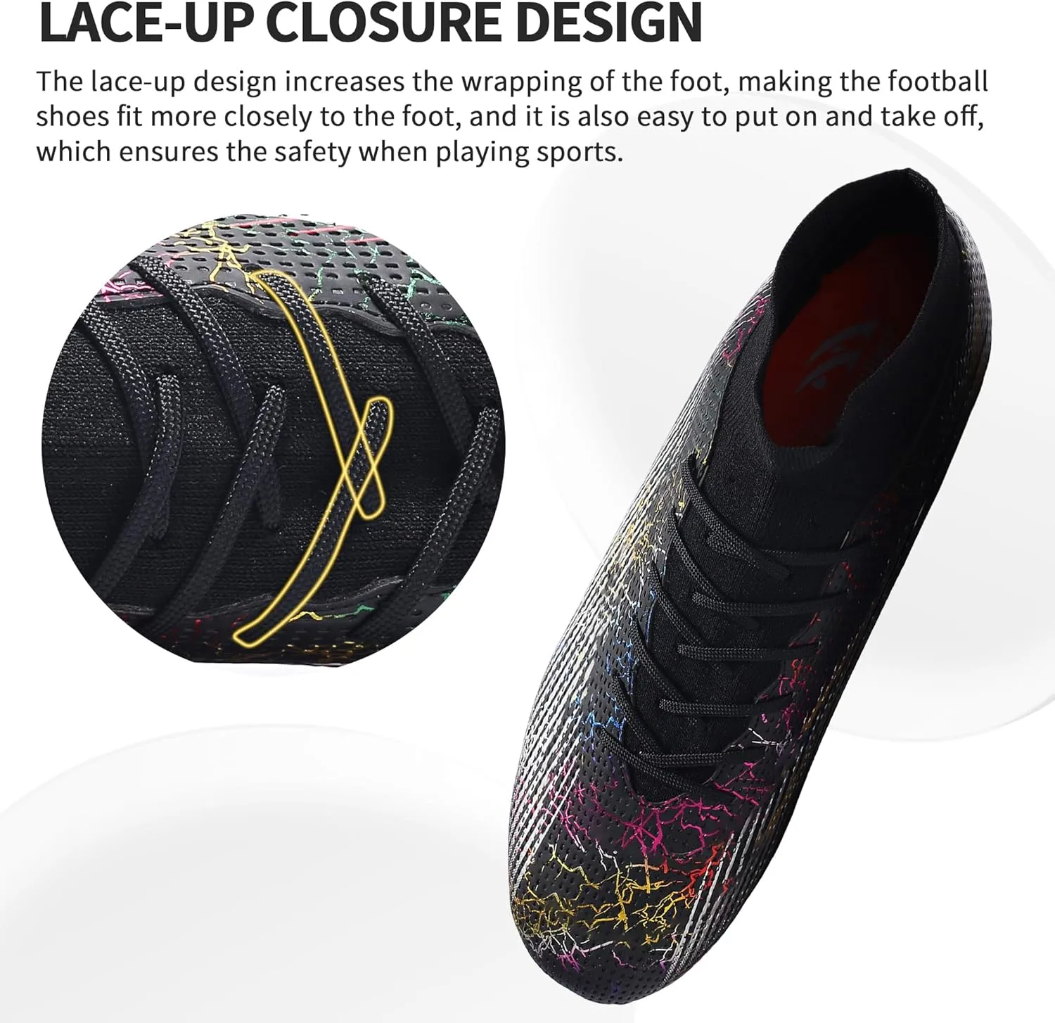 Football Cleats Men Women, Non-Slip High Top Soccer Shoes Lightweight Shock Resistant Training Boots Sneaker Breathable Professional Turf Shoes Sport Athletic Ground Football Boots Soccer Cleats