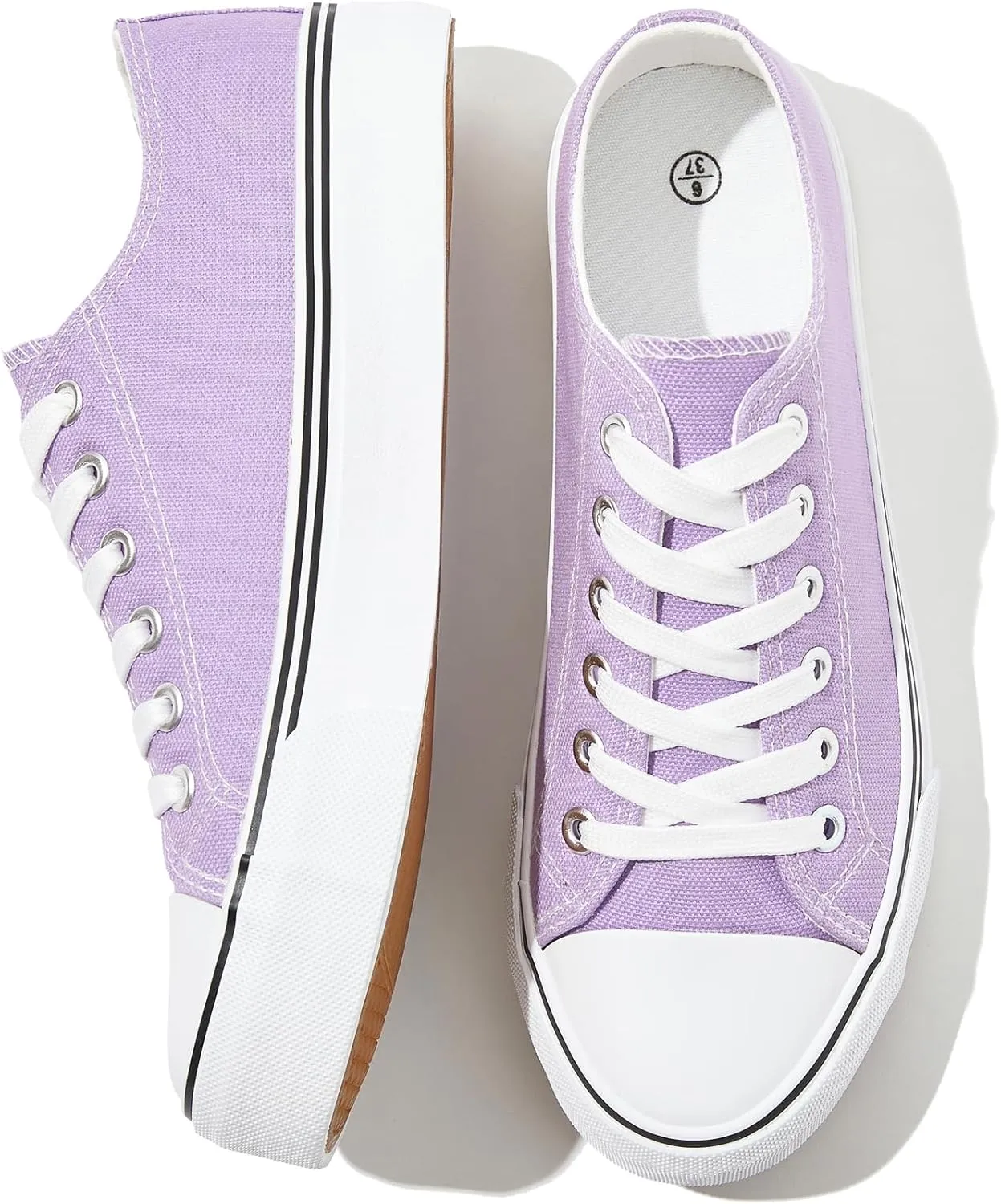 FRACORA Womens White Canvas Sneakers Low Top Lace Up Canvas Shoes Fashion Comfortable
