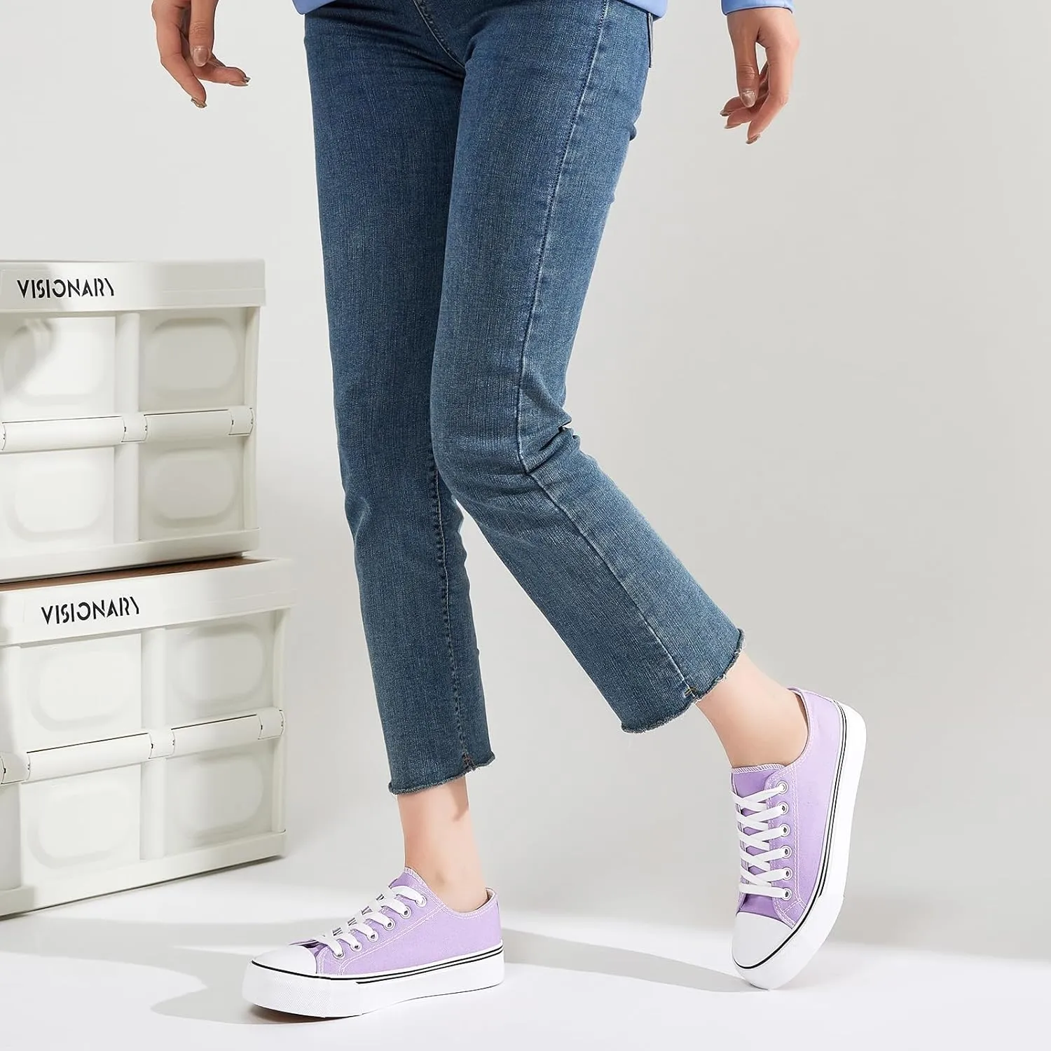FRACORA Womens White Canvas Sneakers Low Top Lace Up Canvas Shoes Fashion Comfortable