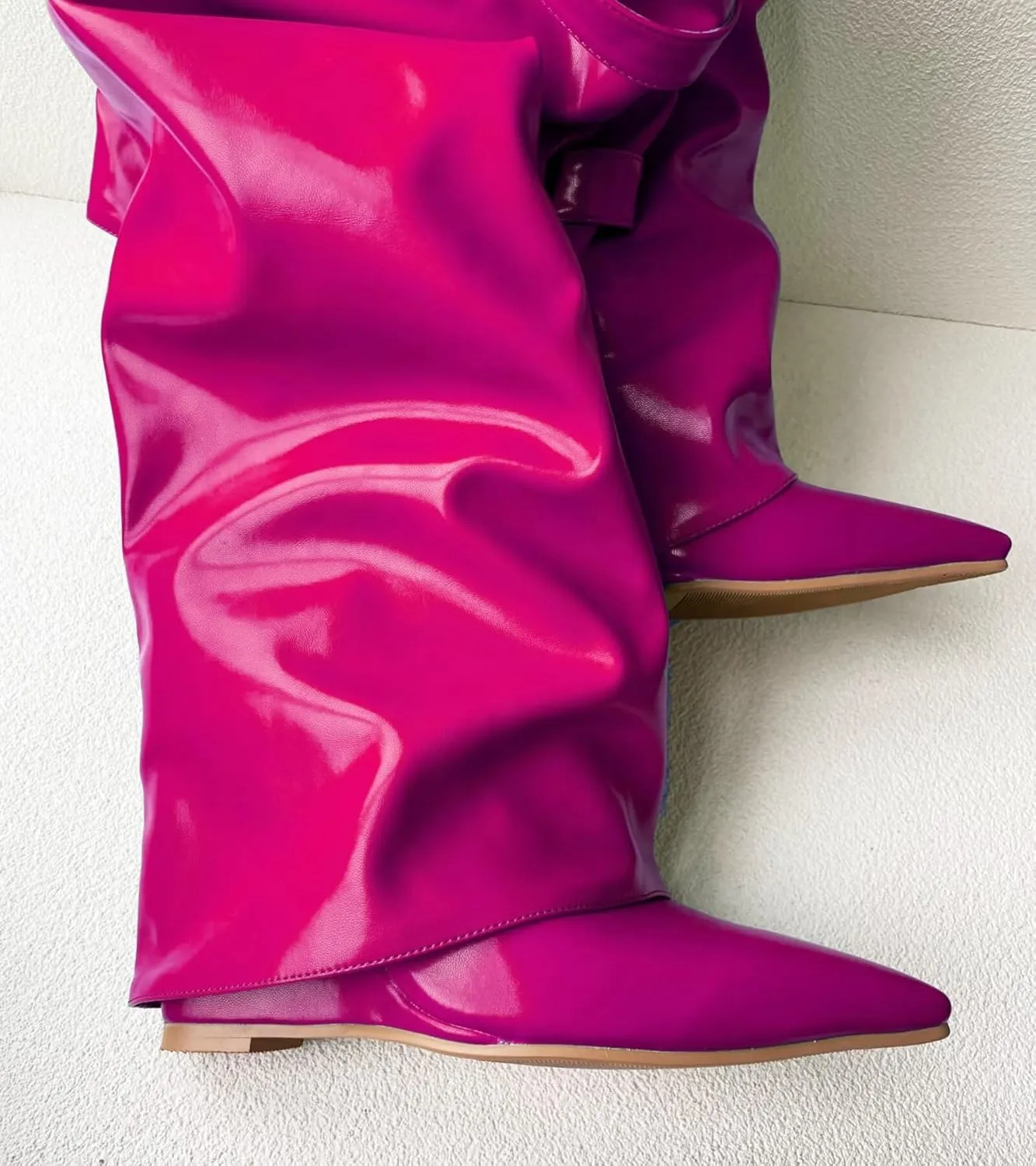 Frankie Hsu Fashion Designer Modern Sexy Women Men Shark Boot Big Size Green Synthetic Leather Wedge High Heels Knee High Heeled Calf Long Pant Boots US4-14
