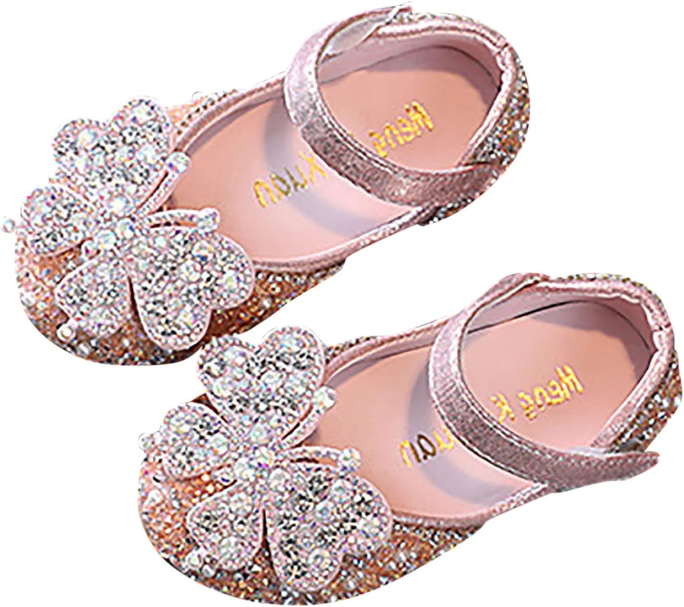 Girls Animal Print Slippers Childrens Shoes Pearl Rhinestones Shining Kids Princess Shoes Memory Foam Plush