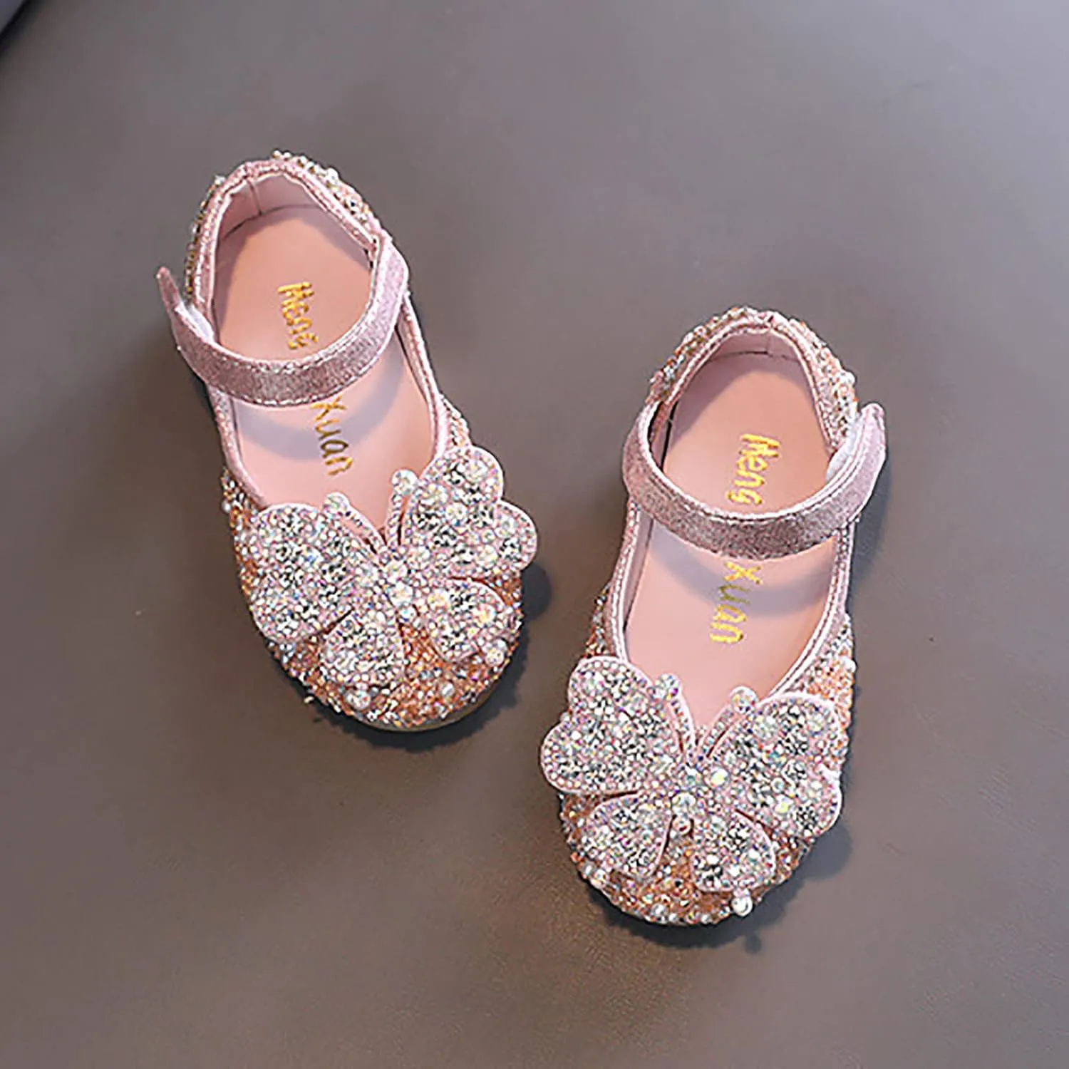 Girls Animal Print Slippers Childrens Shoes Pearl Rhinestones Shining Kids Princess Shoes Memory Foam Plush