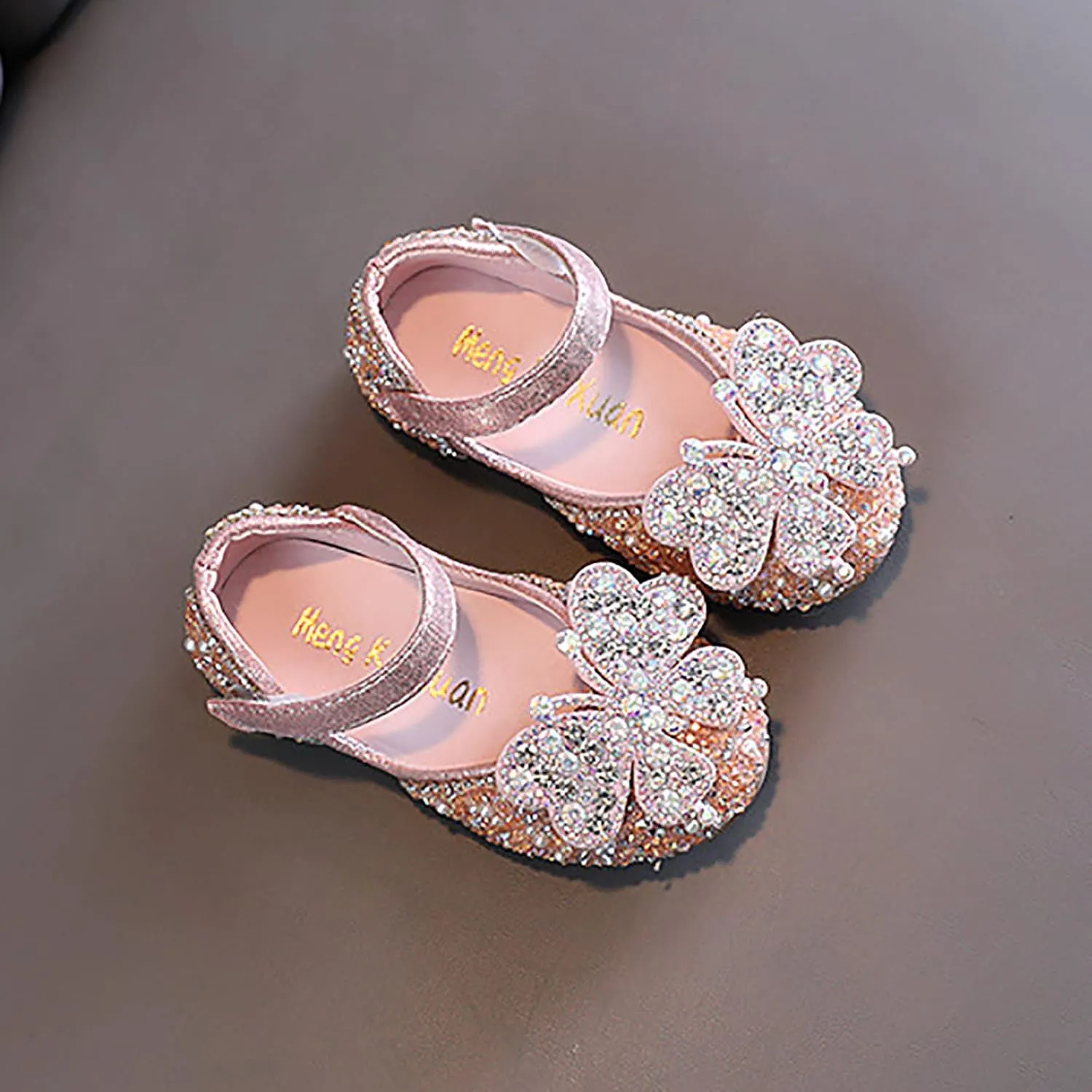 Girls Animal Print Slippers Childrens Shoes Pearl Rhinestones Shining Kids Princess Shoes Memory Foam Plush