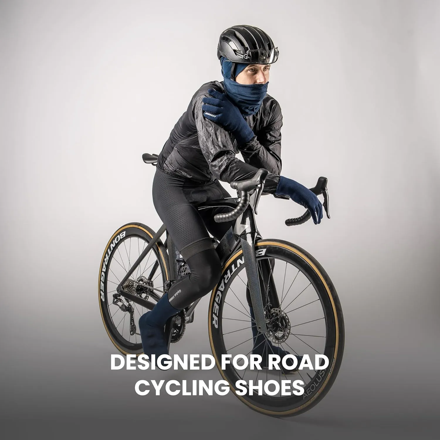 GripGrab Flandrien Waterproof Knitted Road Cycling Shoe Covers High Cut Windproof Insulating Zipperless Aero Overshoes
