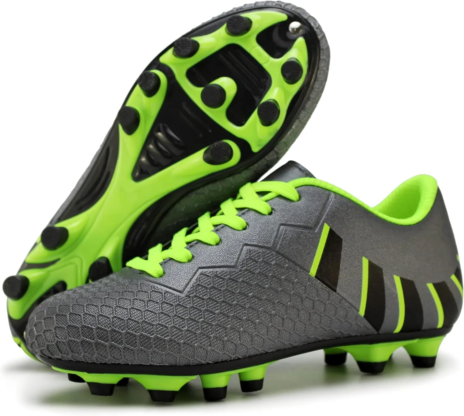 Hawkwell Kids Athletic Firm Ground Outdoor Comfortable Soccer Cleats(Toddler/Little Kid/Big Kid)