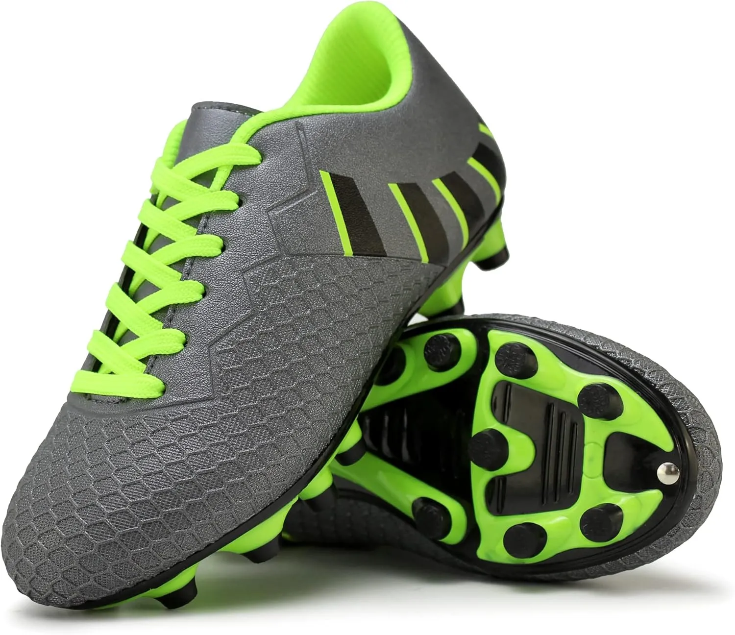Hawkwell Kids Athletic Firm Ground Outdoor Comfortable Soccer Cleats(Toddler/Little Kid/Big Kid)